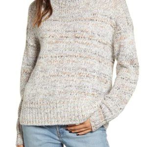 Chelsea28 Marled Knit Mock Neck Sweater Ivory sz L